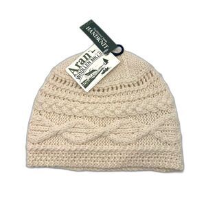 Aran Woollen Mills Merino Wool Adult Cap Handcrafted - Ivory